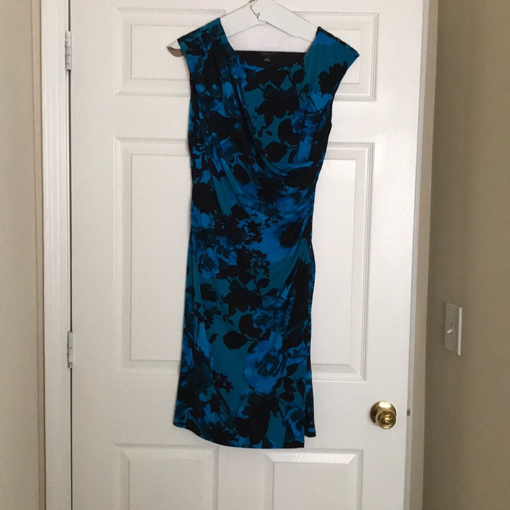 Hip hugging blue flowered dress